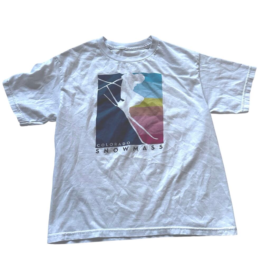 Blue Snowmass Ski Graphic Short Sleeve Tee